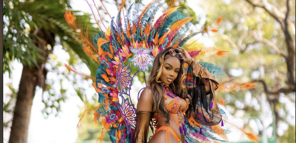 Masquerader ready for the road in a Carnival costume